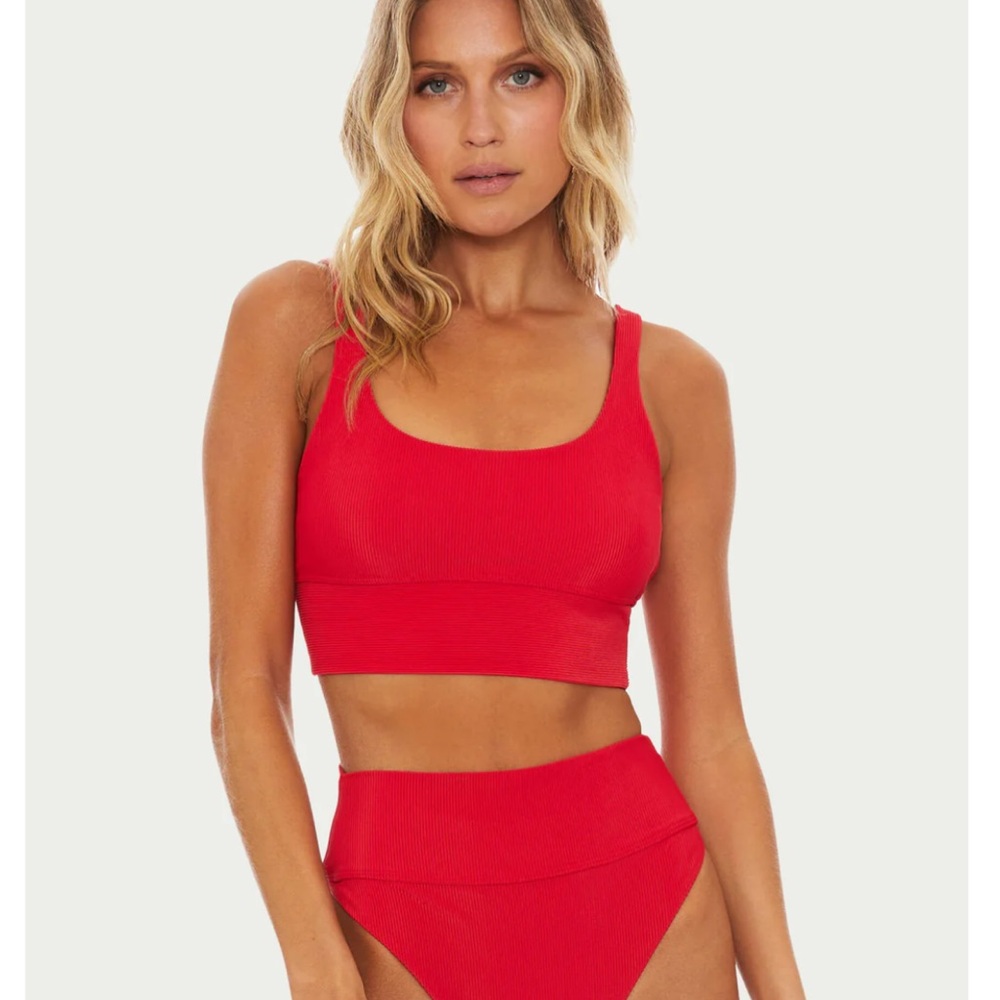 Beach Riot Leah Ribbed Sports Bikini Top